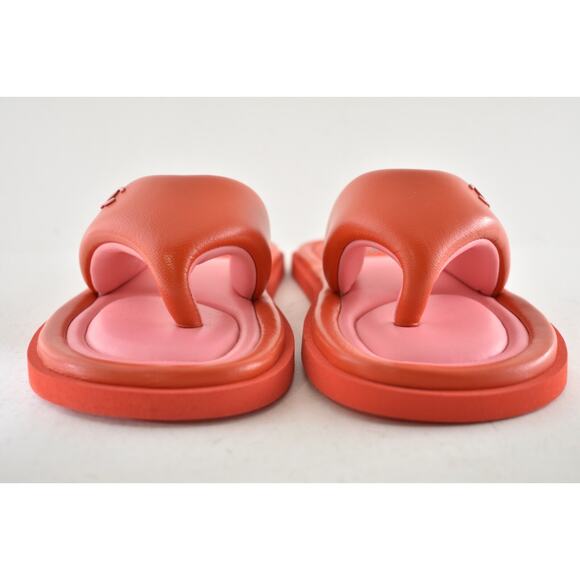 Chanel 22P Pink Red Lambskin Padded Pool Thong Logo Mule Slide Flat Sandal 37 - Picture 8 of 16